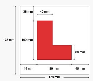 Size of L Plates While Taking Driving Lessons in United Kingdom