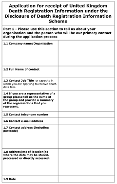 Applying for a List of Death Registration in United Kingdom