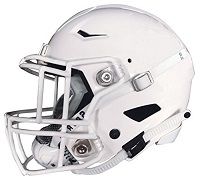 Image of white coloured American Football helmet and chinstrap